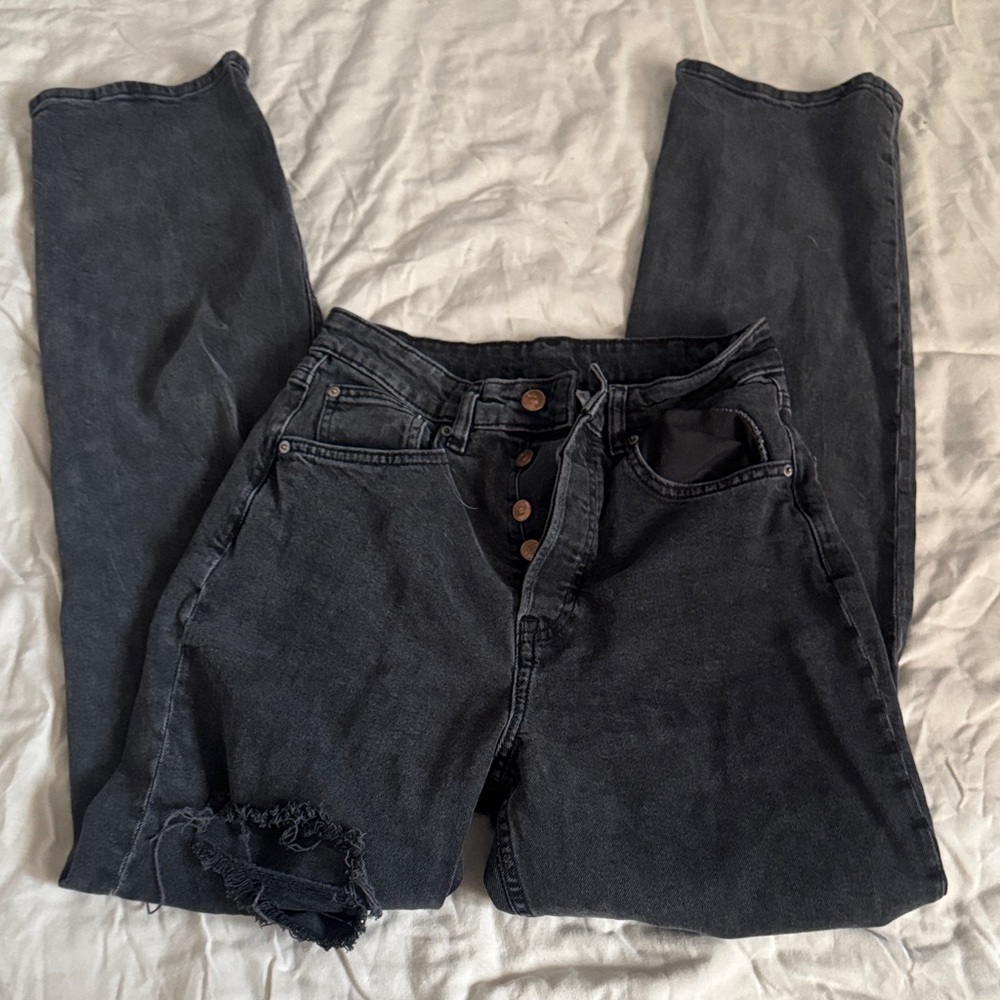 Divided High Rise Distressed Black Jeans